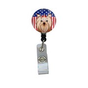 CAROLINES TREASURES American Flag and Yorkie Yorkishire Terrier Retractable Badge Reel BB2134BR